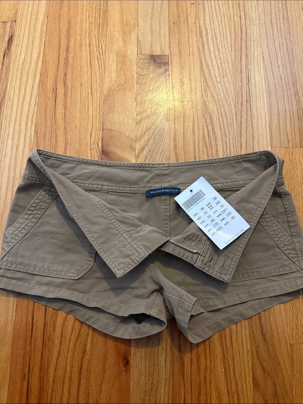 Brandy Melville Khaki Utility Low-Rise Jean Shorts